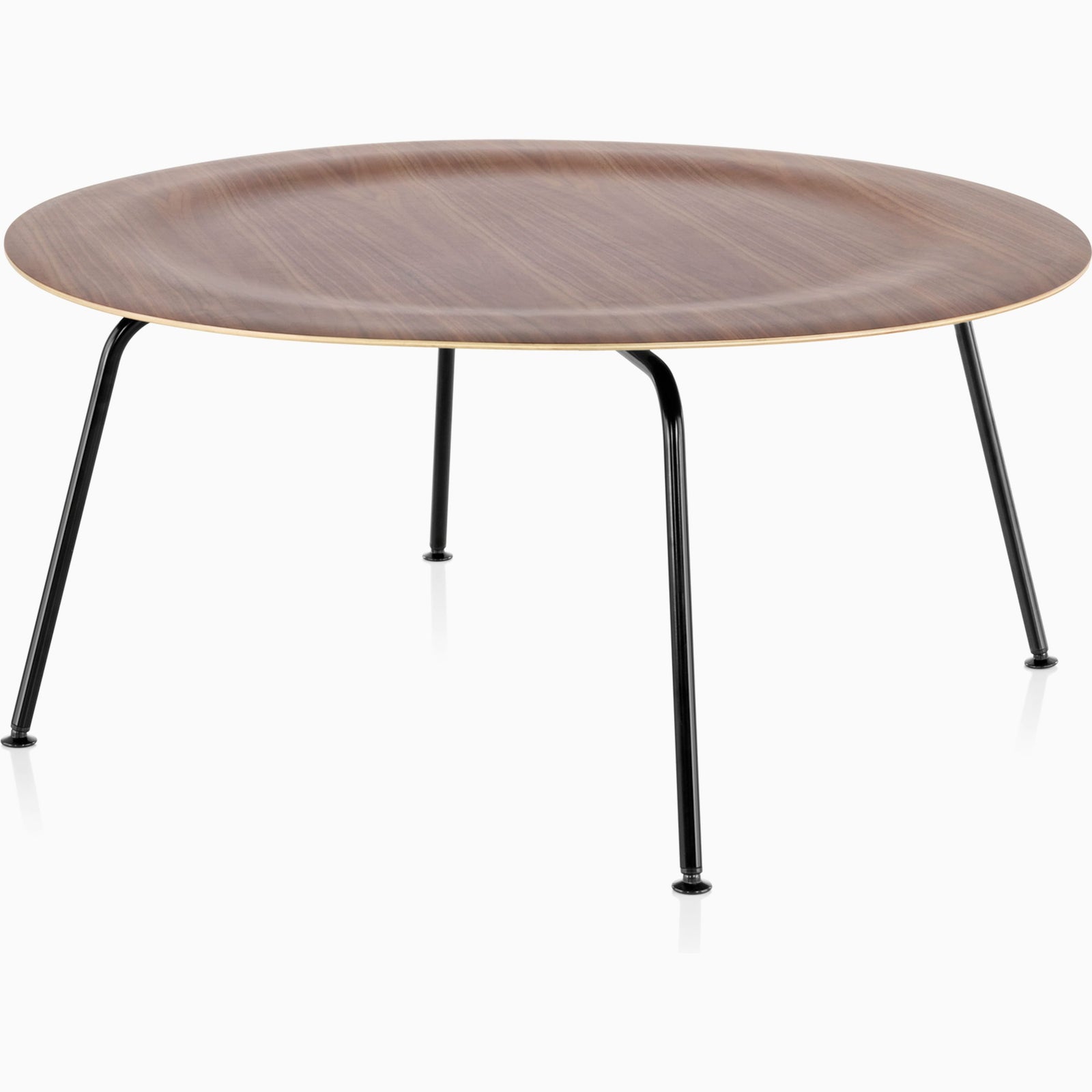 Eames Molded Plywood Coffee Table - Metal Base Coffee Tables herman miller Walnut Black Base