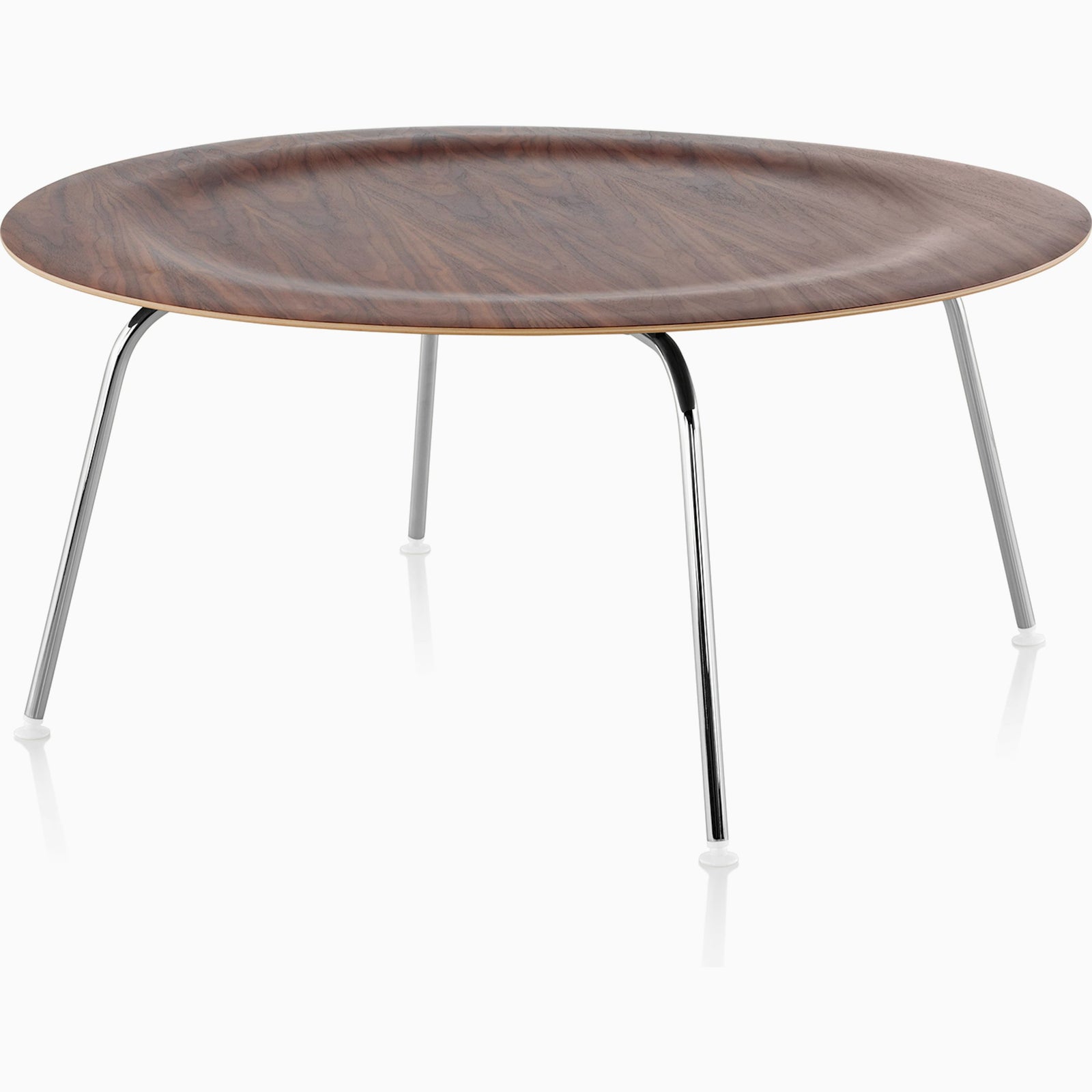 Eames Molded Plywood Coffee Table - Metal Base Coffee Tables herman miller Walnut Trivalent Chrome Base +$20.00