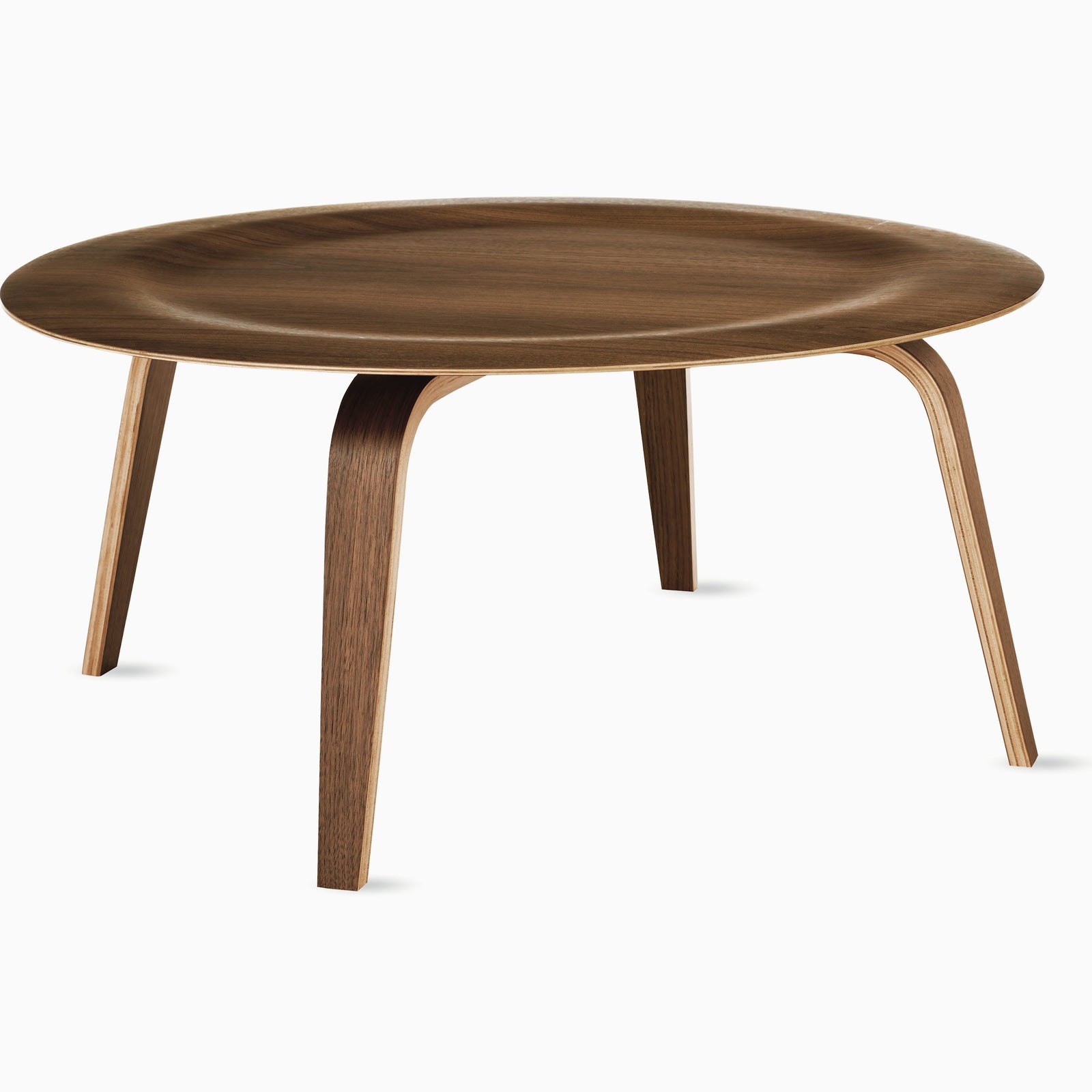 Eames Molded Plywood Coffee Table with Wood Base Coffee Tables herman miller Walnut