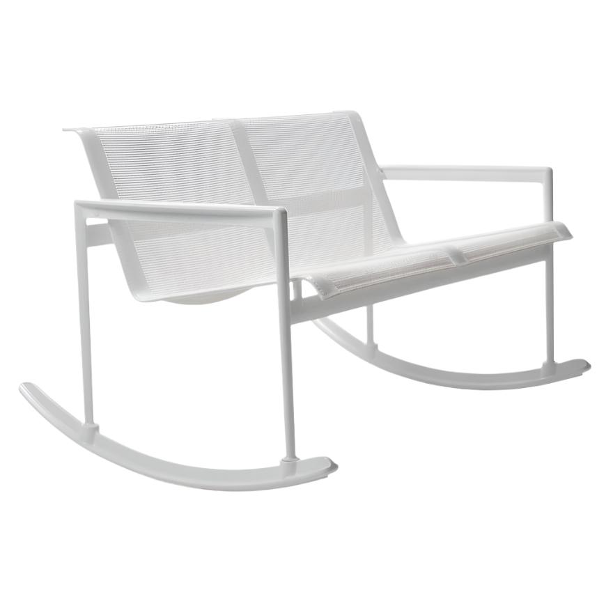 1966 Double Rocker lounge chair Knoll White with White Mesh & Strap