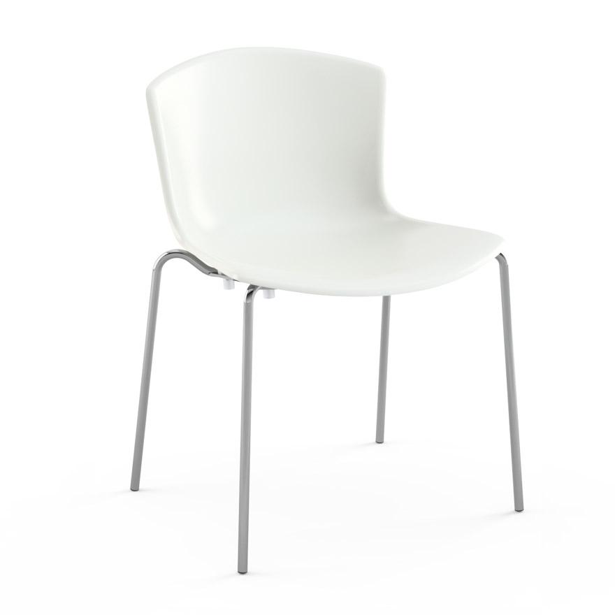 Bertoia Molded Shell Side Chair - Stacking Side/Dining Knoll White Polished Chrome