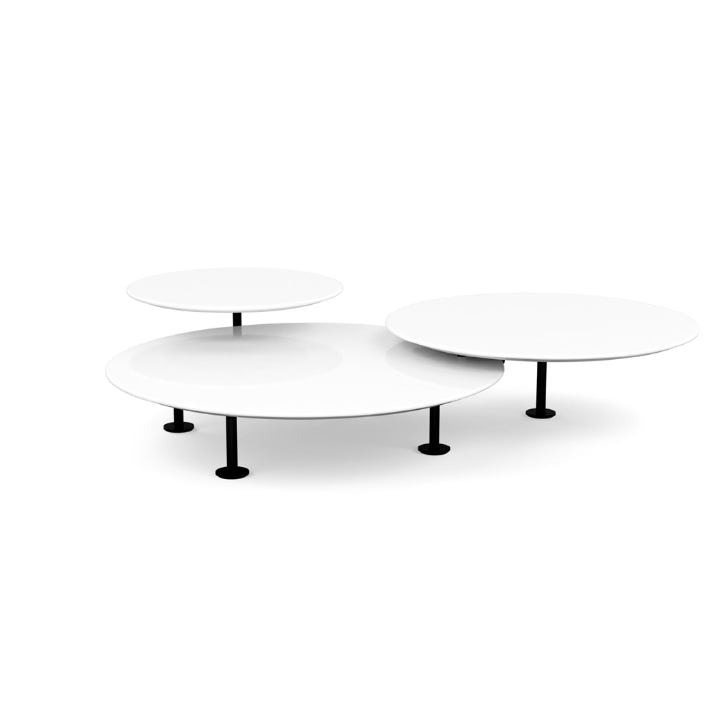 Grasshopper Coffee Table - Triple Coffee Tables Knoll Black White Laminate