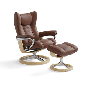 Wing Chair and Ottoman With Signature Base Chairs Stressless 