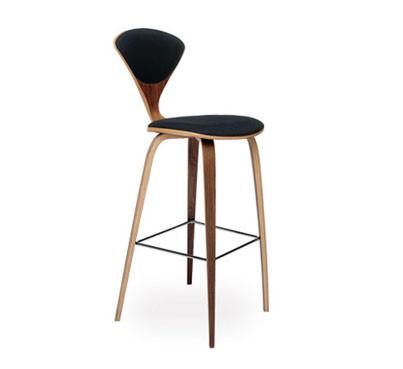 Wood Leg Stool - Upholstered Seat & Back bar seating Cherner Chair