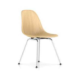Eames Molded Wood Side Chair - 4-Leg Base Side/Dining herman miller Trivalent Chrome Base Frame Finish + $20.00 White Ash Seat and Back + $100.00 Standard Glide With Felt Bottom + $20.00