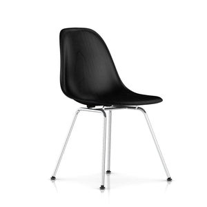 Eames Molded Wood Side Chair - 4-Leg Base Side/Dining herman miller Trivalent Chrome Base Frame Finish + $20.00 Ebony Seat and Back + $100.00 Standard Glide With Felt Bottom + $20.00