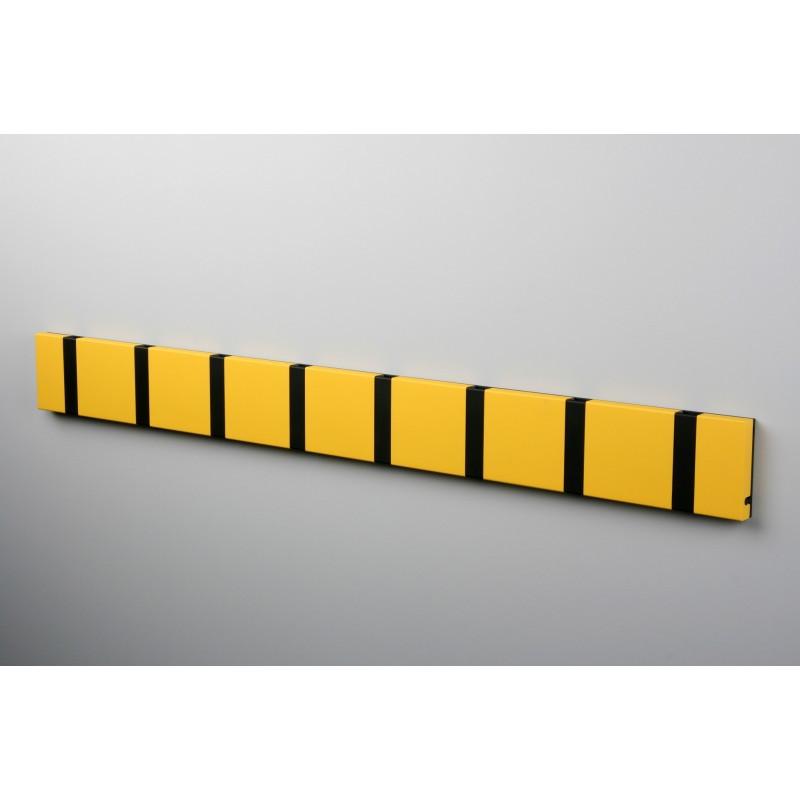 Knax Horizontal Colored Coat Hook Coat Hooks Loca 8 hooks Black Summer Yellow
