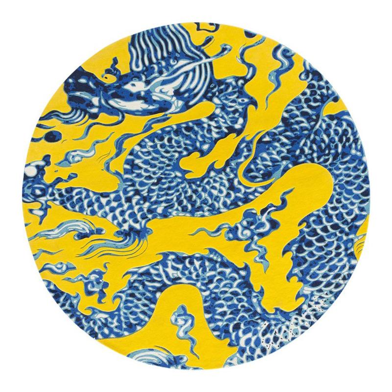 Blue China Rug Rug Gan Yellow
