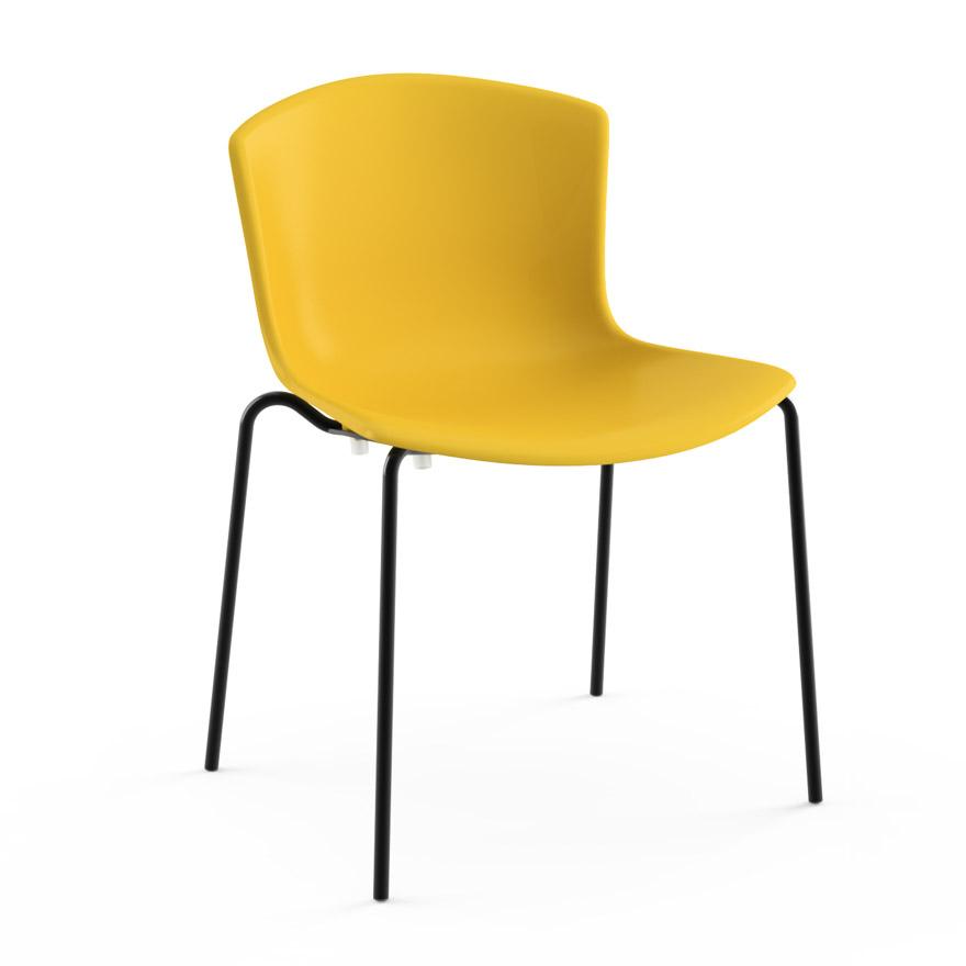 Bertoia Molded Shell Side Chair - Stacking Side/Dining Knoll Yellow Black