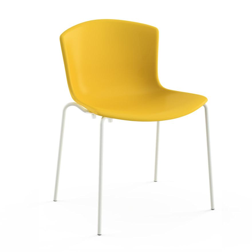Bertoia Molded Shell Side Chair - Stacking Side/Dining Knoll Yellow White