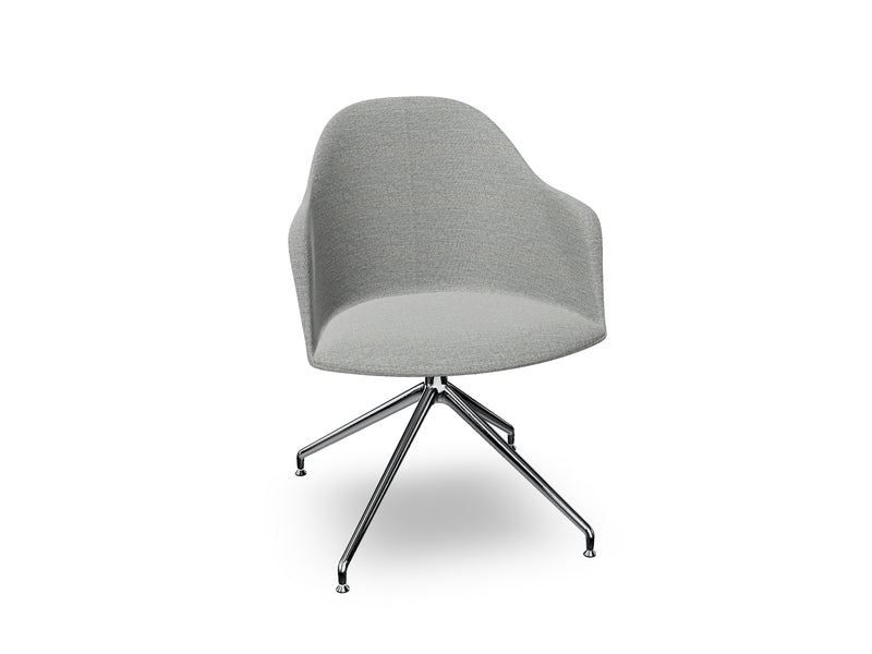 Cila Fully Upholstered Armchair With Swivel Trestle Base