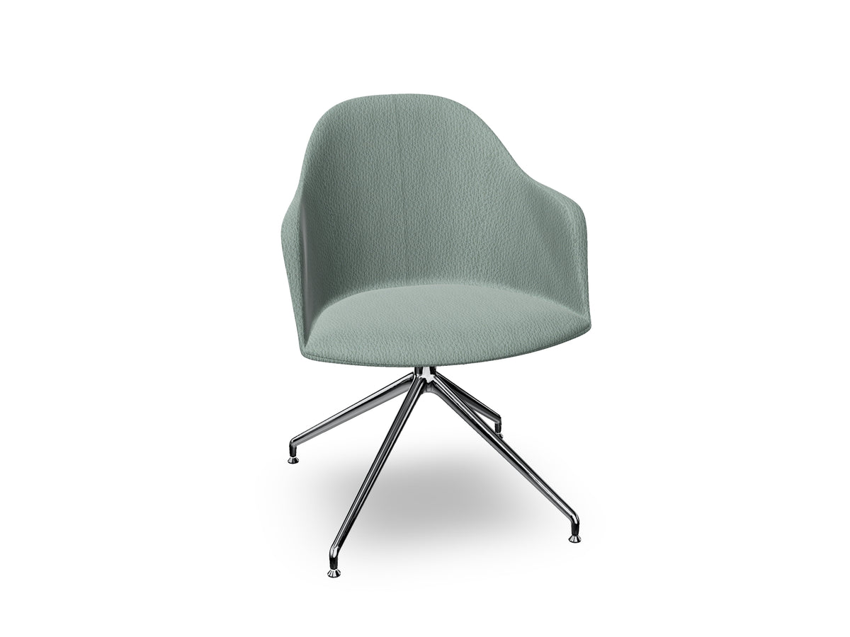 Cila Fully Upholstered Armchair With Swivel Trestle Base