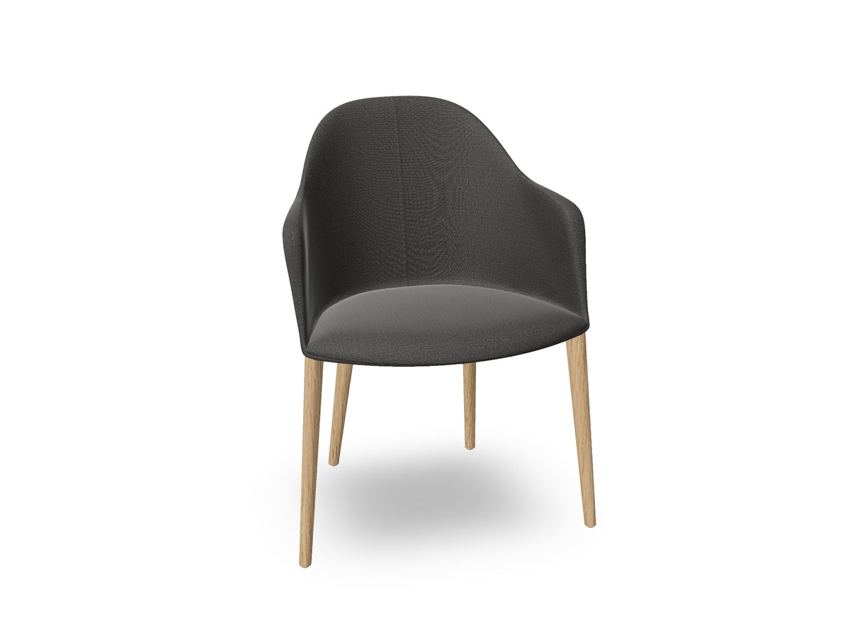 Cila Fully Upholstered Armchair with Timber Oak Four-leg Base