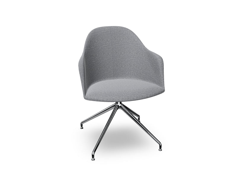Cila Fully Upholstered Armchair With Swivel Trestle Base