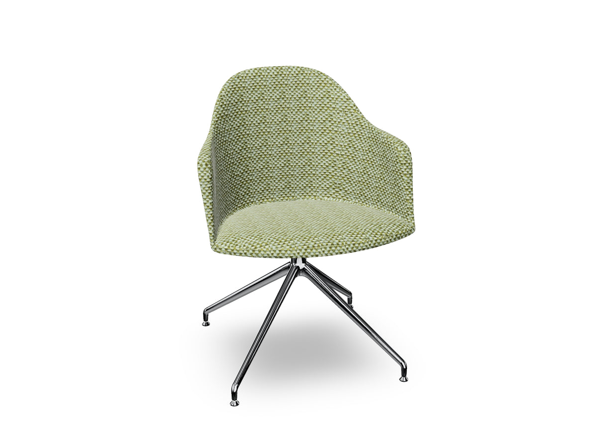 Cila Fully Upholstered Armchair With Swivel Trestle Base
