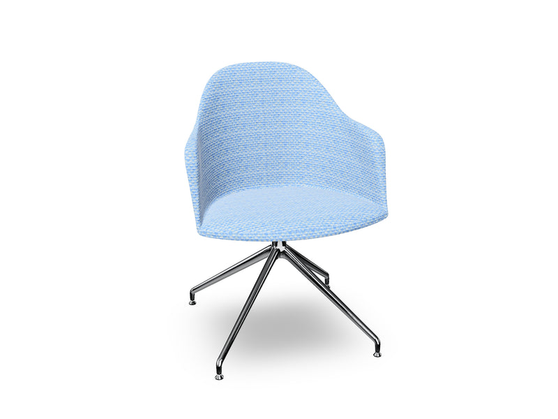 Cila Fully Upholstered Armchair With Swivel Trestle Base