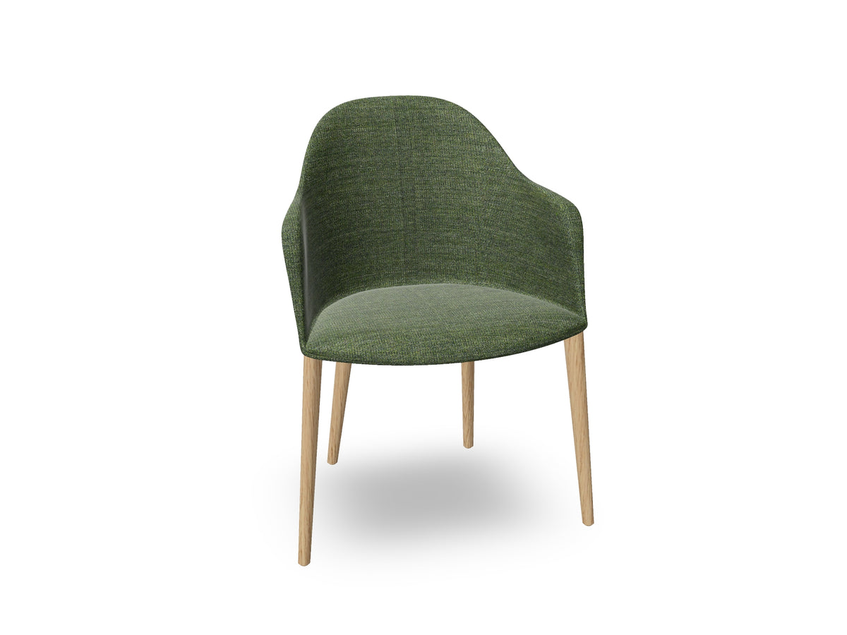 Cila Fully Upholstered Armchair with Timber Oak Four-leg Base