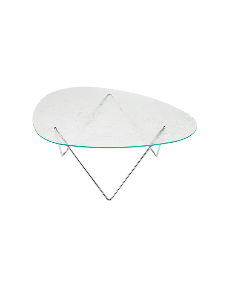 Pedrera Coffee Table Coffee Tables Gubi Chrome Transparent Structured Glass 