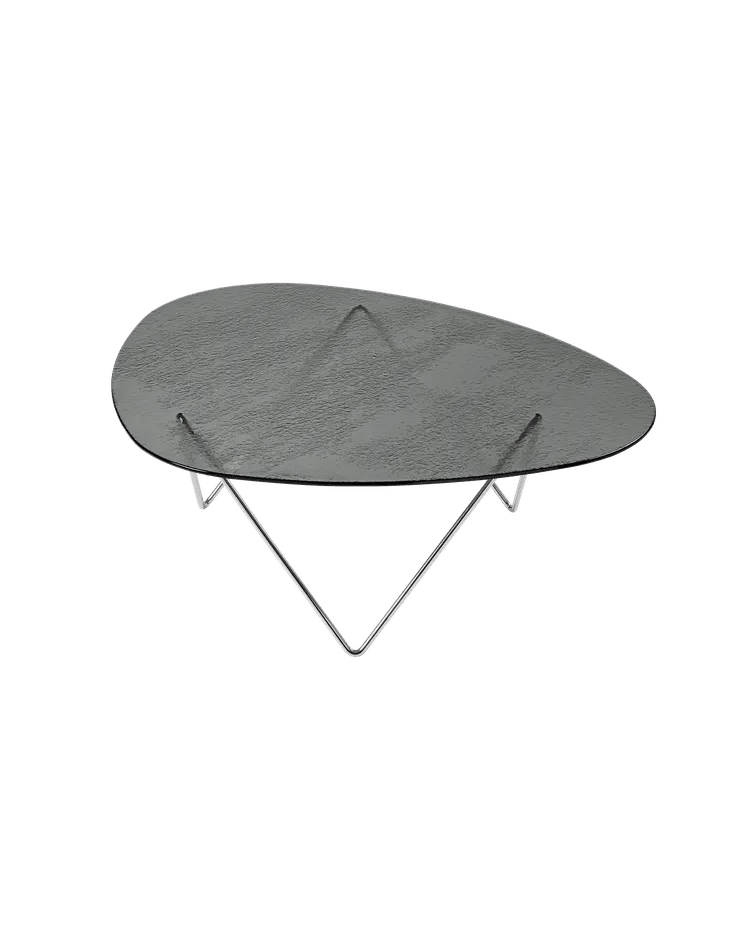 Pedrera Coffee Table Coffee Tables Gubi Chrome Smoke Structured Glass 
