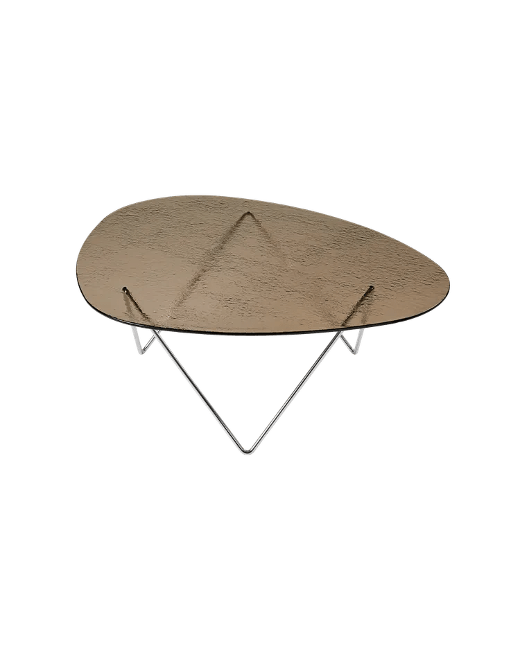 Pedrera Coffee Table Coffee Tables Gubi Chrome Bronze Structured Glass 