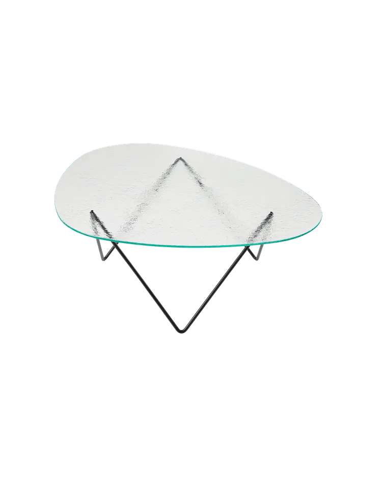Pedrera Coffee Table Coffee Tables Gubi Black Semi Matt Transparent Structured Glass 