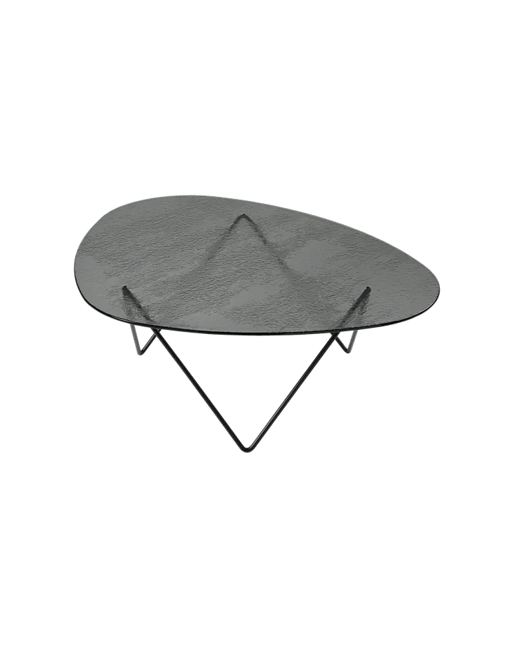Pedrera Coffee Table Coffee Tables Gubi Black Semi Matt Smoke Structured Glass 