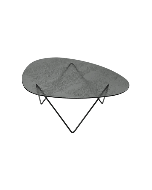 Pedrera Coffee Table Coffee Tables Gubi Black Semi Matt Smoke Structured Glass 