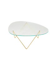 Pedrera Coffee Table Coffee Tables Gubi Brass Semi Matt Transparent Structured Glass 