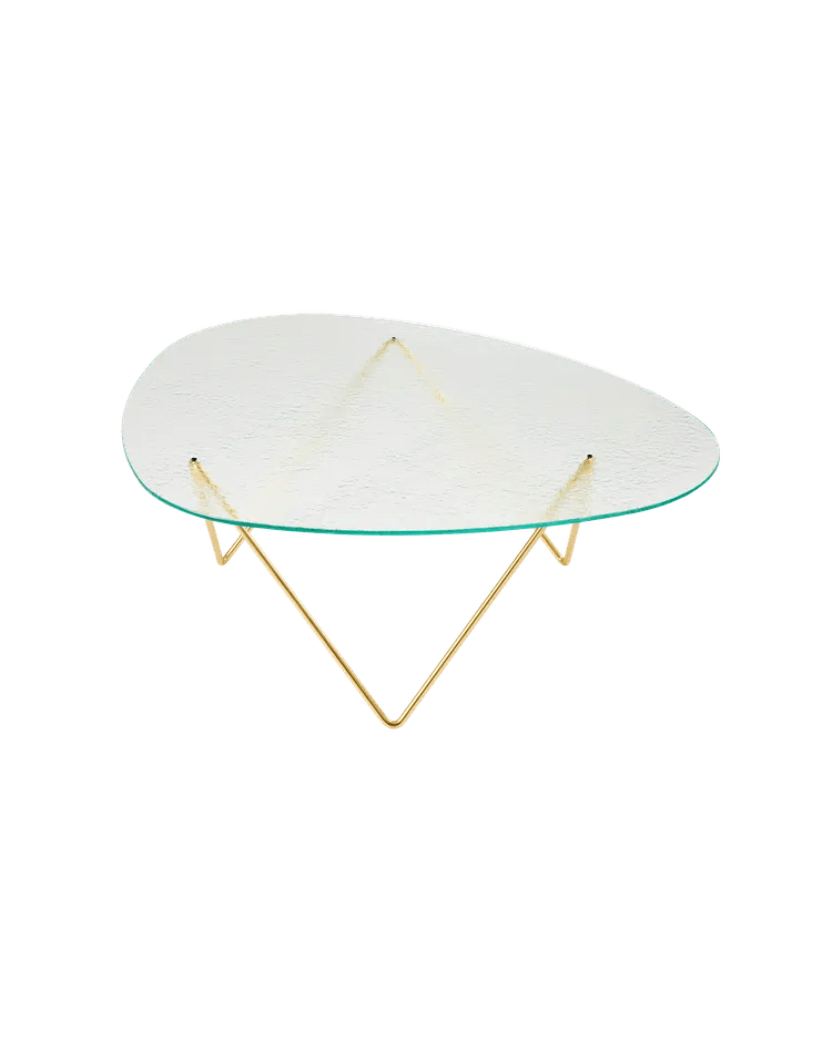 Pedrera Coffee Table Coffee Tables Gubi Brass Semi Matt Transparent Structured Glass 
