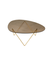 Pedrera Coffee Table Coffee Tables Gubi Brass Semi Matt Bronze Structured Glass 
