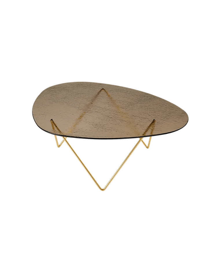 Pedrera Coffee Table Coffee Tables Gubi Brass Semi Matt Bronze Structured Glass 