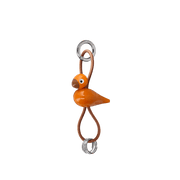 Kay Bojesen Bird Bag Charm, Painted Beech (Orange/Natural Leather), view 2