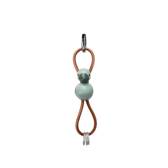 Kay Bojesen Bird Bag Charm, Painted Beech (Green/Natural Leather)