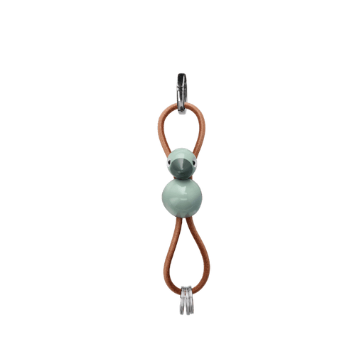 Kay Bojesen Bird Bag Charm, Painted Beech (Green/Natural Leather)