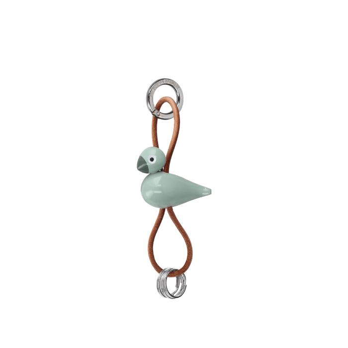 Kay Bojesen Bird Bag Charm, Painted Beech (Green/Natural Leather), view 2