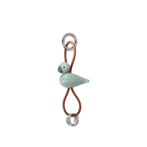 Kay Bojesen Bird Bag Charm, Painted Beech (Green/Natural Leather), view 2