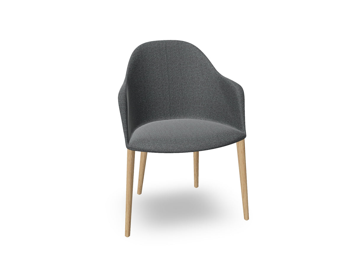 Cila Fully Upholstered Armchair with Timber Oak Four-leg Base