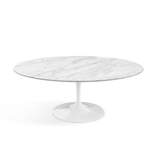 Saarinen 42" Oval Coffee Table, Carrara Marble - Satin Finish, White Base Knoll 