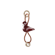 Kay Bojesen Bird Bag Charm, Painted Beech (Bordeaux/Natural Leather), view 2