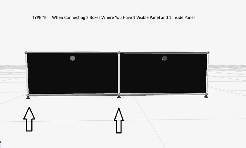 USM Haller Hinge Fitting Set for 1 Drop Down Door