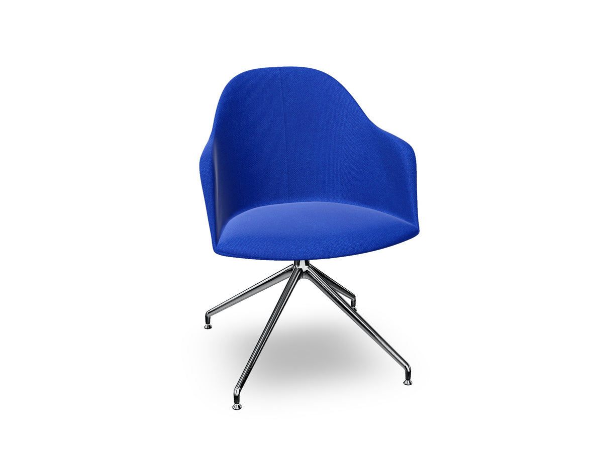 Cila Fully Upholstered Armchair With Swivel Trestle Base