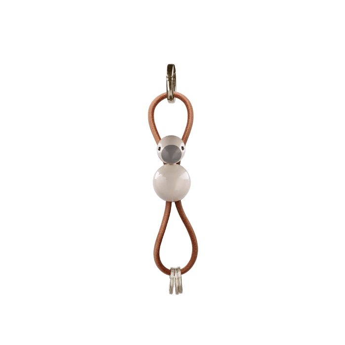 Kay Bojesen Bird Bag Charm, Painted Beech (Sand/Natural Leather)
