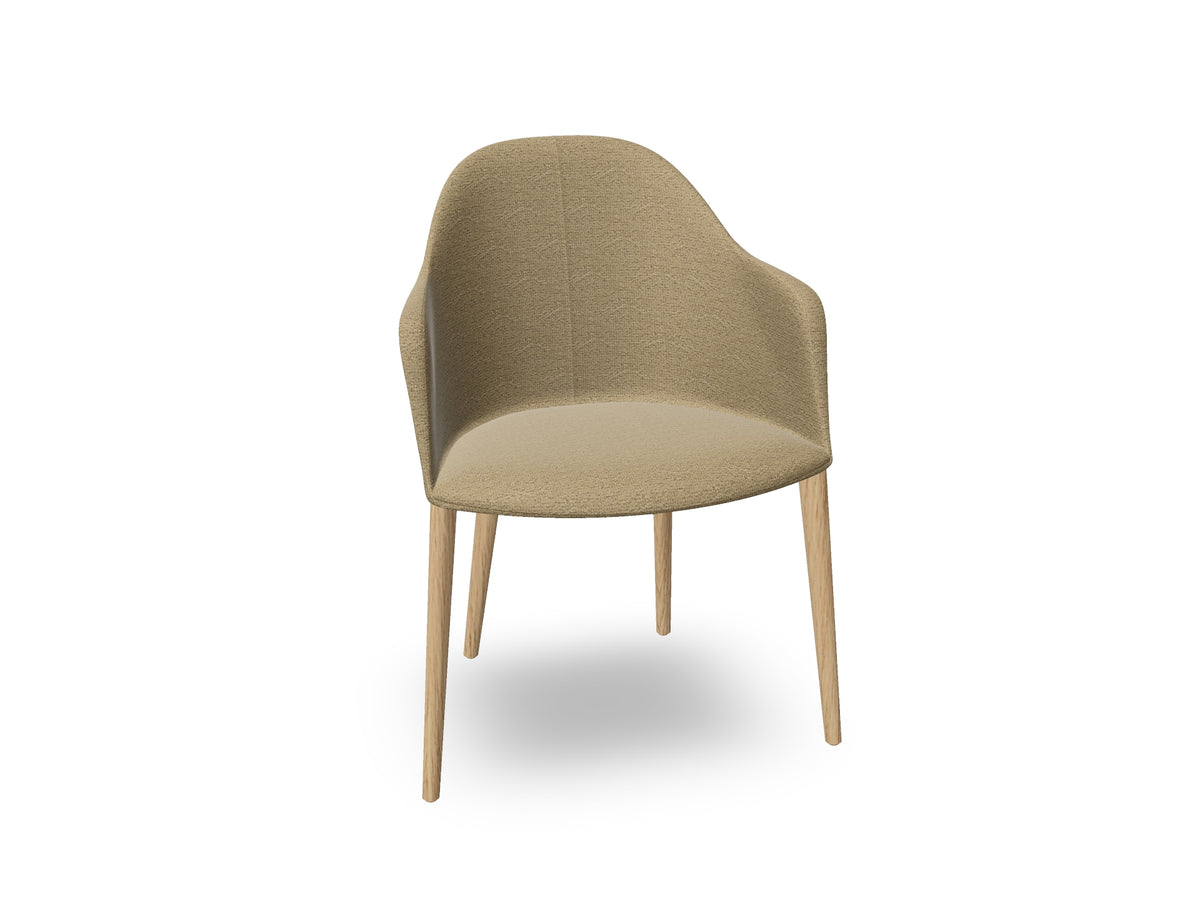 Cila Fully Upholstered Armchair with Timber Oak Four-leg Base