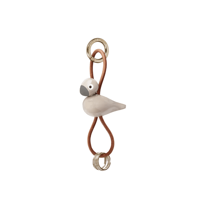 Kay Bojesen Bird Bag Charm, Painted Beech (Sand/Natural Leather), view 2