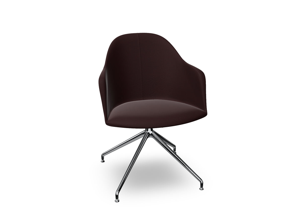 Cila Fully Upholstered Armchair With Swivel Trestle Base