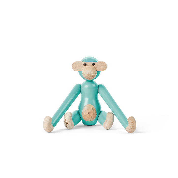Kay Bojesen Monkey, Mini, Painted Beech (Turquoise)