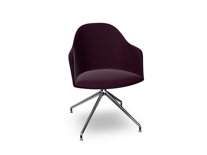 Cila Fully Upholstered Armchair With Swivel Trestle Base