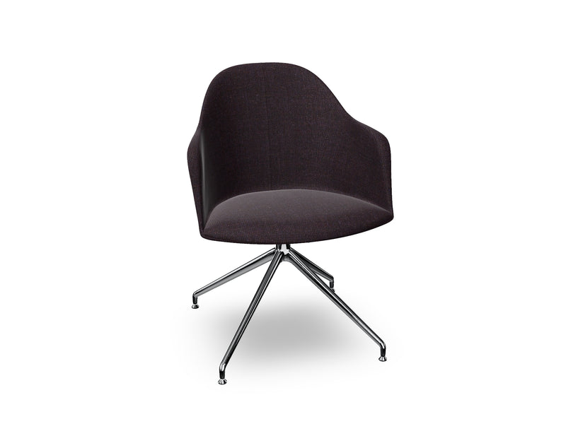 Cila Fully Upholstered Armchair With Swivel Trestle Base