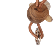 Kay Bojesen Monkey Bag Charm, Teak/Limba (Gold/Natural Leather), view 2