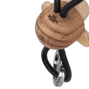 Kay Bojesen Monkey Bag Charm, Teak/Limba (Silver/Black Leather), view 2